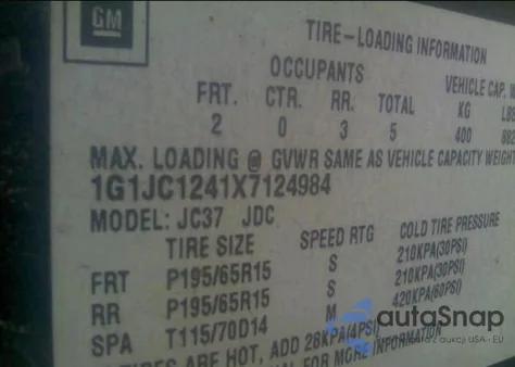 1999 Chevrolet Cavalier Rs from USA, damaged, VIN 1G1JC1241X7124984